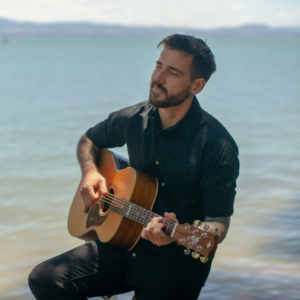 James Van solo acoustic guitarist and Auckland wedding musician portrait
