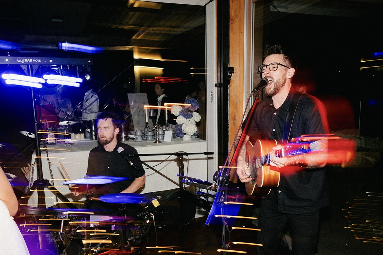 Full Send duo playing live acoustic music at Auckland event